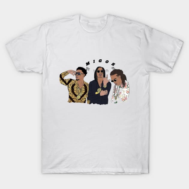 White tee shirt migos top